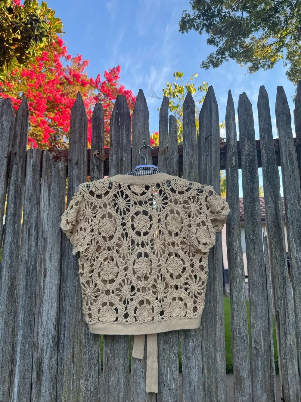 Y2K Cream Crochet Floral Lace Bolero